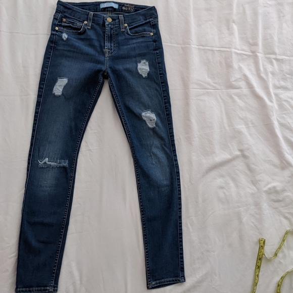 7 For All Mankind B(AIR) Ankle Skinny Distressed Jeans Size 24 - Picture 16 of 16